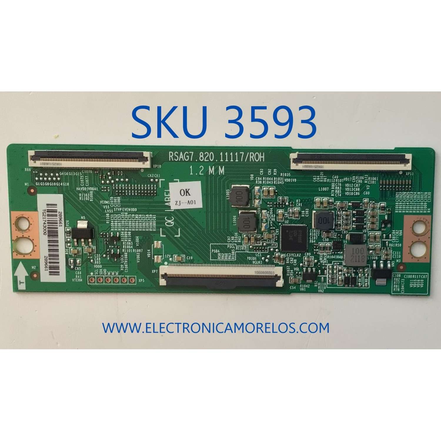 T-CON PARA TV HISENSE / NUMERO DE PARTE 289661 / RSAG7.820.11117/ROH / PANEL HD650Y1U72-T0L6\S0\GM\ROH / DISPLAY HV650QUB-F70 / MODELO 65R7G5